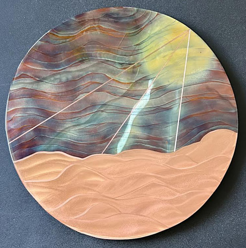 Sunny Side 13.75-inch round flame painting on copper